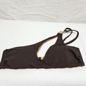 Miss Bikini Top Womens Small Brown One Shoulder Tortoise Ring Asymmetric Swim